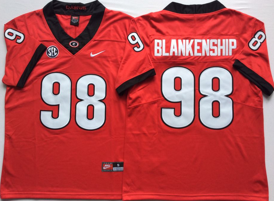 NCAA Men Georgia Bulldogs Red #98 BLANKENSHIP->ncaa teams->NCAA Jersey